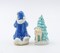 Hand Painted Ceramic Blue Santa Claus with Reindeer & Tree Salt and Pepper Shakers, Home Décor, Gift for Her, Gift for Mom, Kitchen Décor